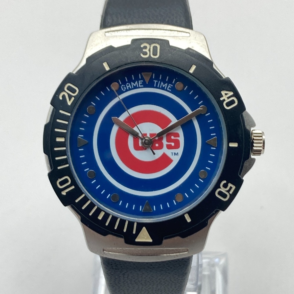 Chicago Cubs Men's Watch MLB Game Time 38mm Rotating Bezel New Battery 8.5"